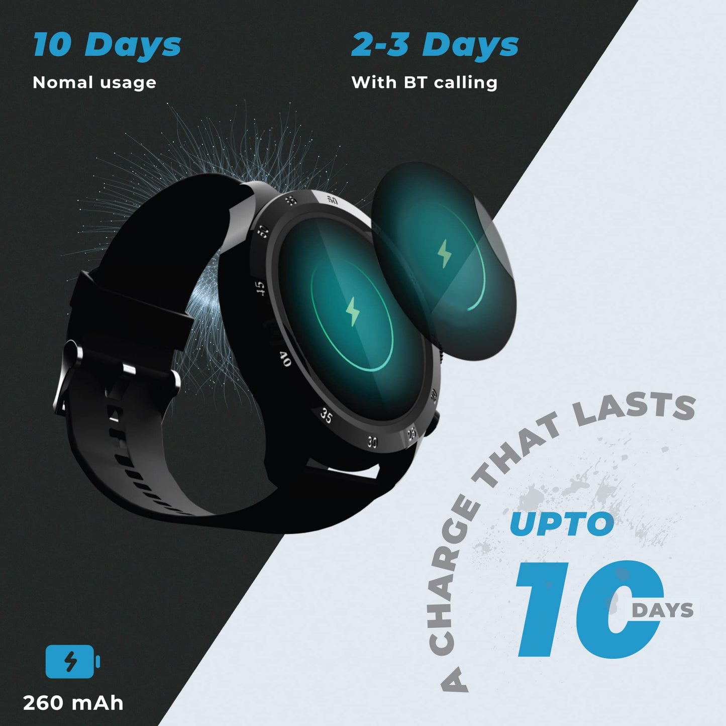 HAMMER Active Bluetooth Calling Smart Watch with IP67 Rating & HD Round Display with SpO2 Monitoring, Breathing Mode, Full Touch Screen & Multiple Watch Faces with Camera & Music Control (Black)