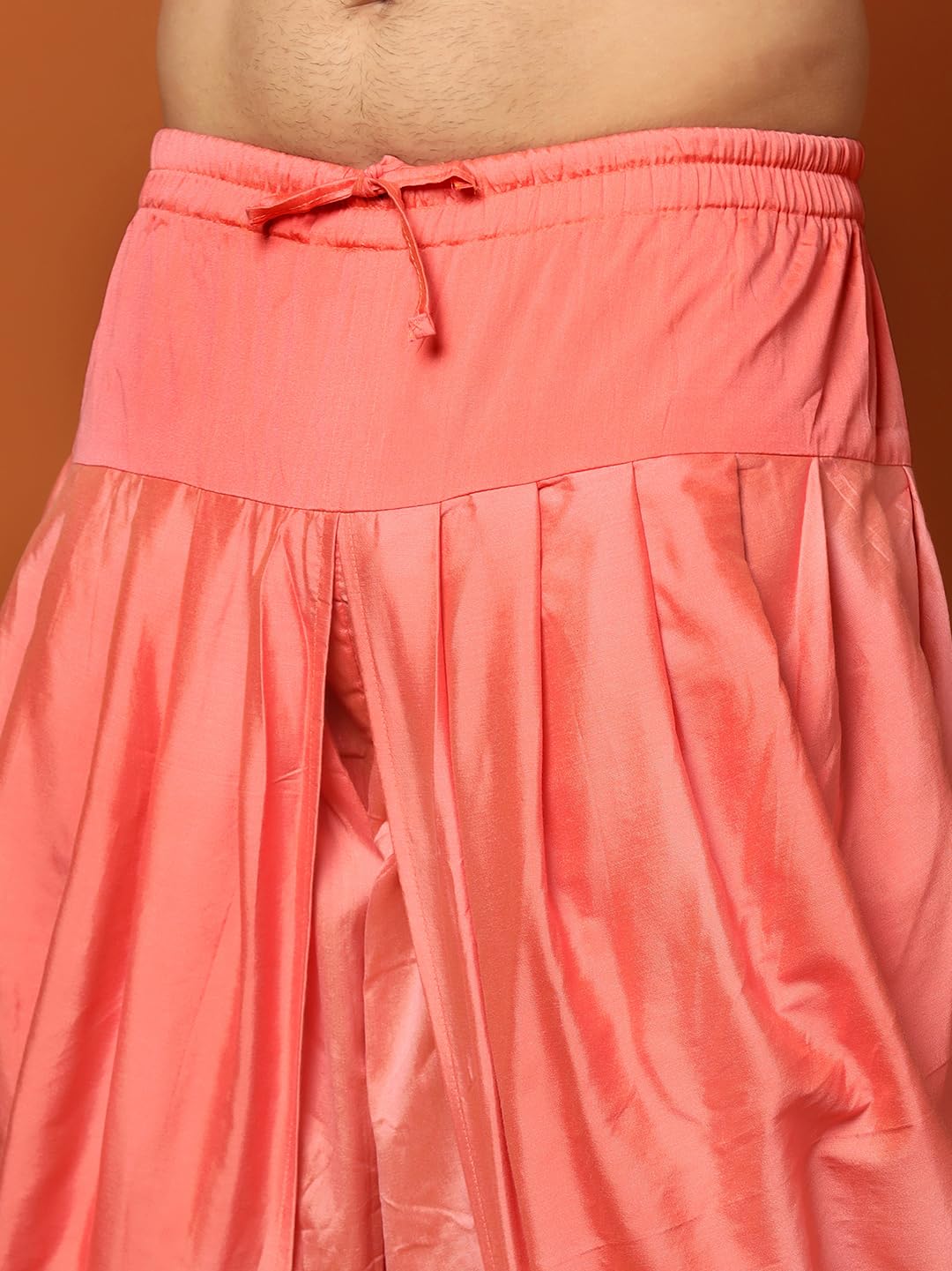 KISAH Men's Cream Indo-Western Sherwani Dhoti Set, Cotton Full Sleaves, Knee Length, Straight, Regular Fit, Mandarin Collar Ethnic Wear