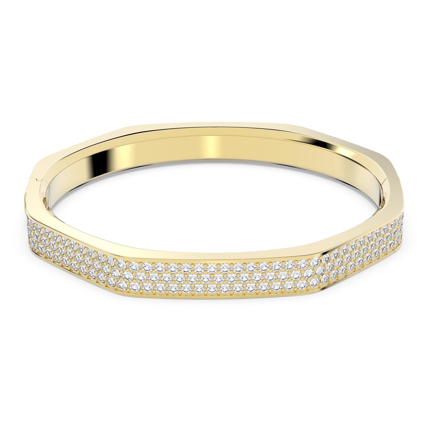 Swarovski Dextera bangle, Octagon shape, White, Gold-tone plated