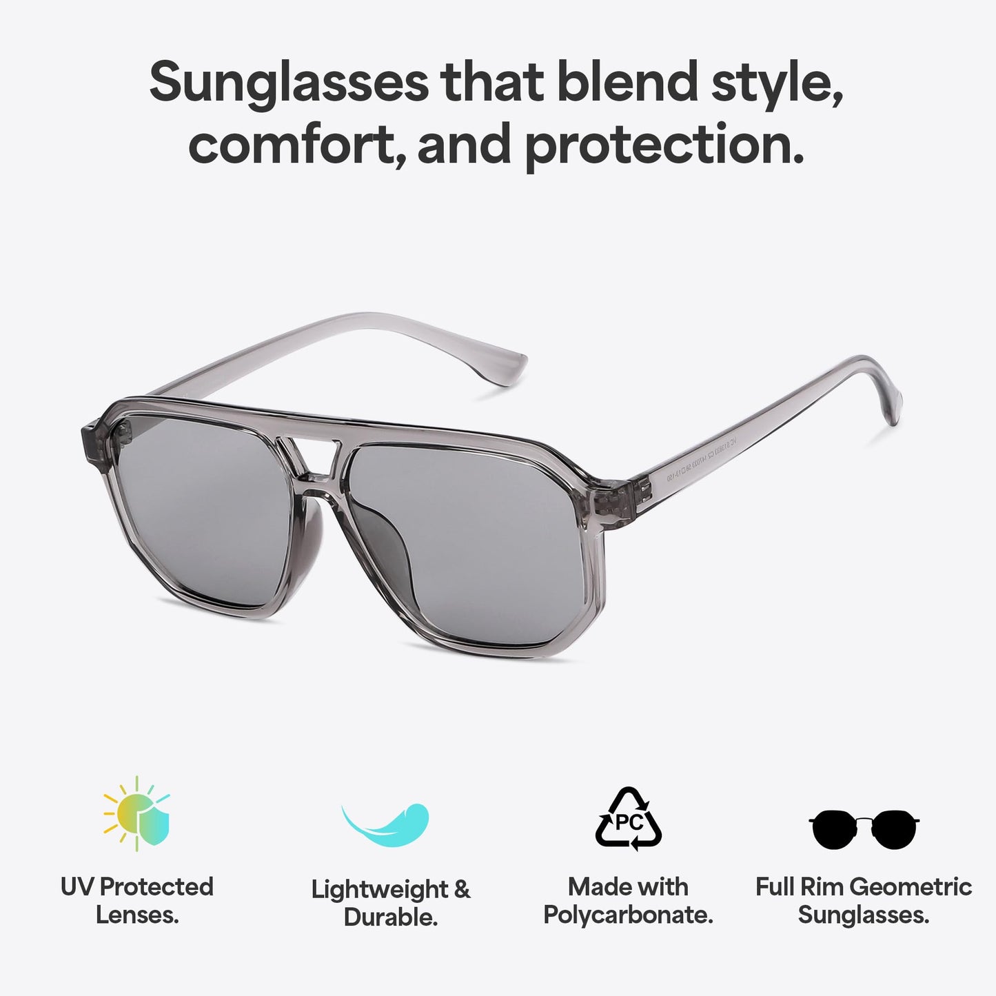 Vincent Chase by Lenskart | Grey Hexagonal Stylish Sunglasses | UV Protected | For Men & Women | Large | VC S13833