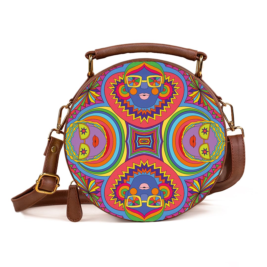 Kalankit Round Sling For Women | Girls Crossbody Bags | Side Bags With Adjustable Strap | Travel Box Sling Bags | Party People