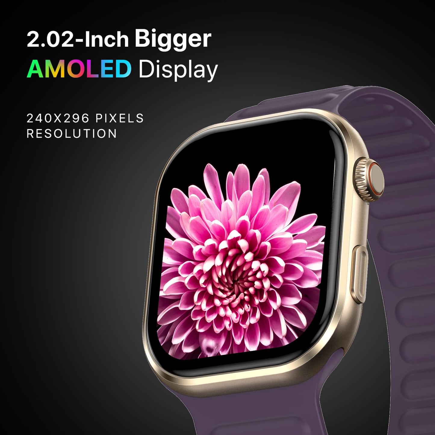 Fire-Boltt Brillia Pro Smart Watch with 51.3mm (2.02 inch) AMOLED Display, Bluetooth Calling, SpO2, Heart Rate Monitoring, 120+ Sports Modes, IP67 Waterproof, Long Battery Life (Wine Mag)