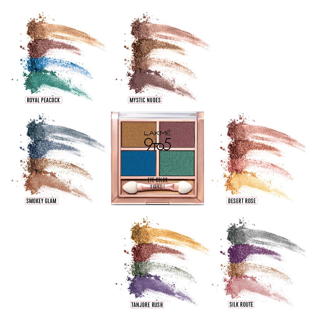 Lakme 9 to 5 Eye Color Quartet Eye Shadow, Desert Rose, 7g