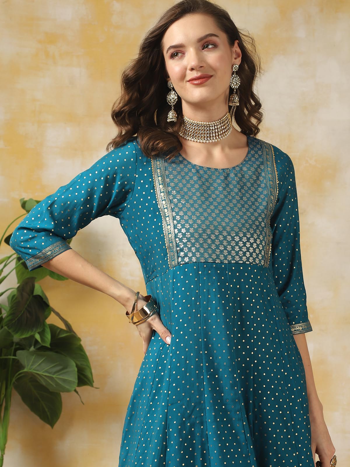 rangita Blue Silk Printed Anarkali Kurta with Pant | Kurta Set for Women_2XL