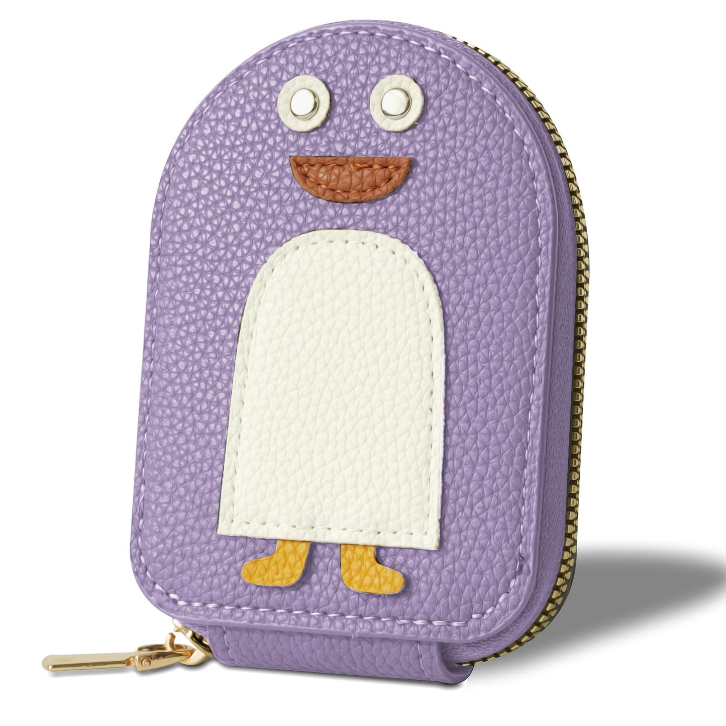 Valerie Cute Small Wallets Card Holder for Women, Mini Women Wallet with Multiple Card Slots, Credit Card Holder, Cute Penguins Design Wallet with 11 Card Slots (Purple)