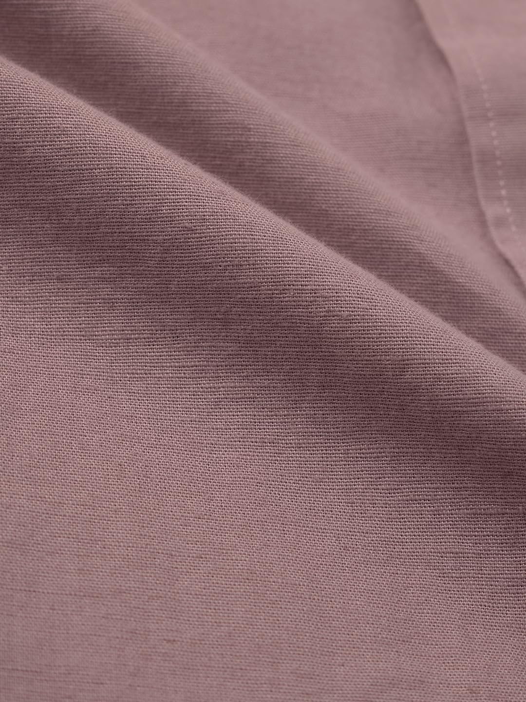 The Souled Store Soft Pink Men and Boys Collared Neck Long Sleeve Button Front Solid Regular Fit Cotton Linen Shirts