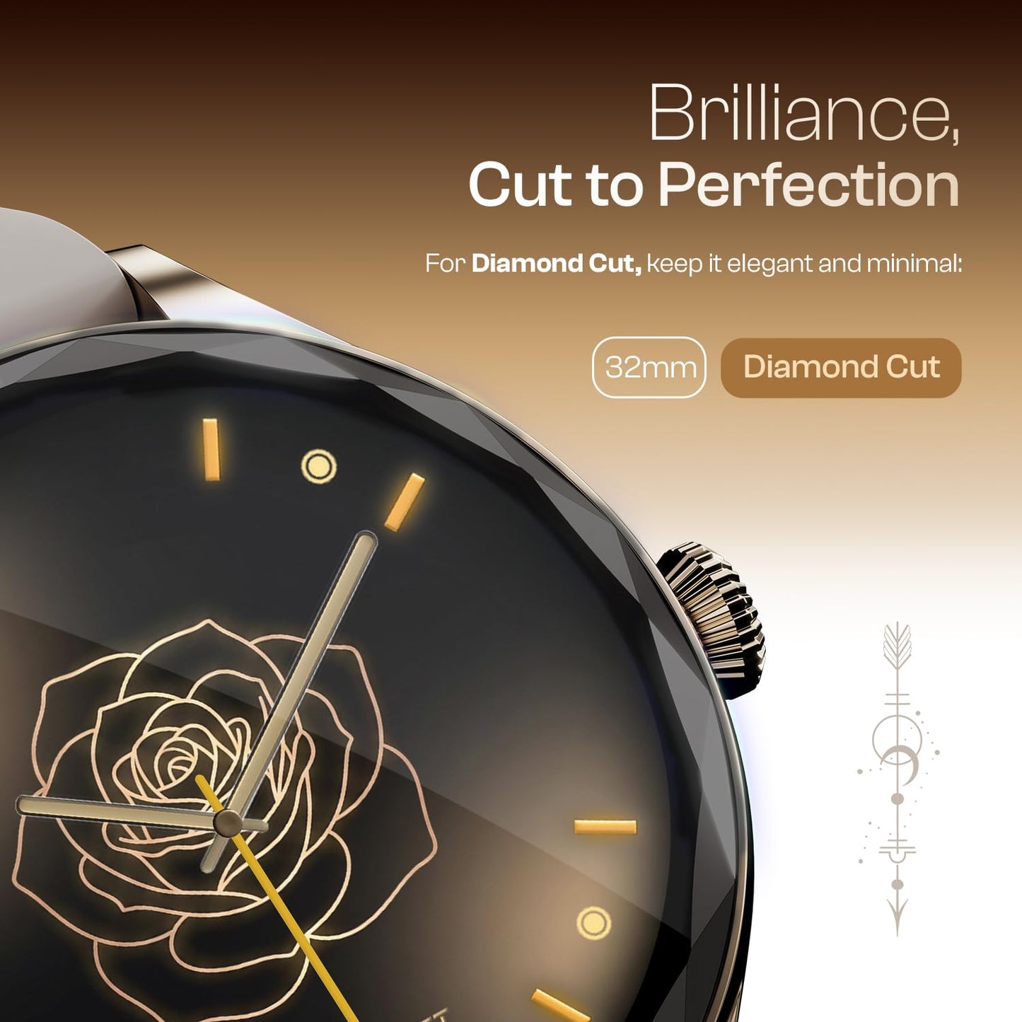 Fire-Boltt Phoenix Aura Women Smart Watch with 1.26” Diamond-Cut HD Display, Rotating Crown, Wireless Charging, Bluetooth Calling, Voice Assistant, 120+ Sports Modes - Ivory White