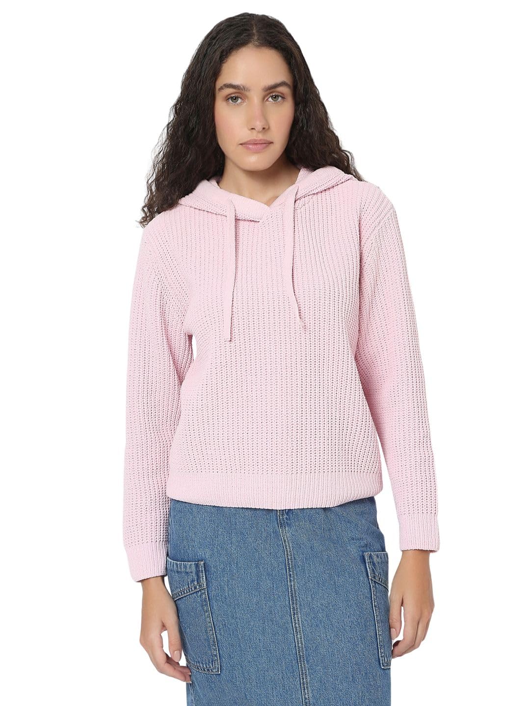 VERO MODA Women's Regular Fit Pink Sweater