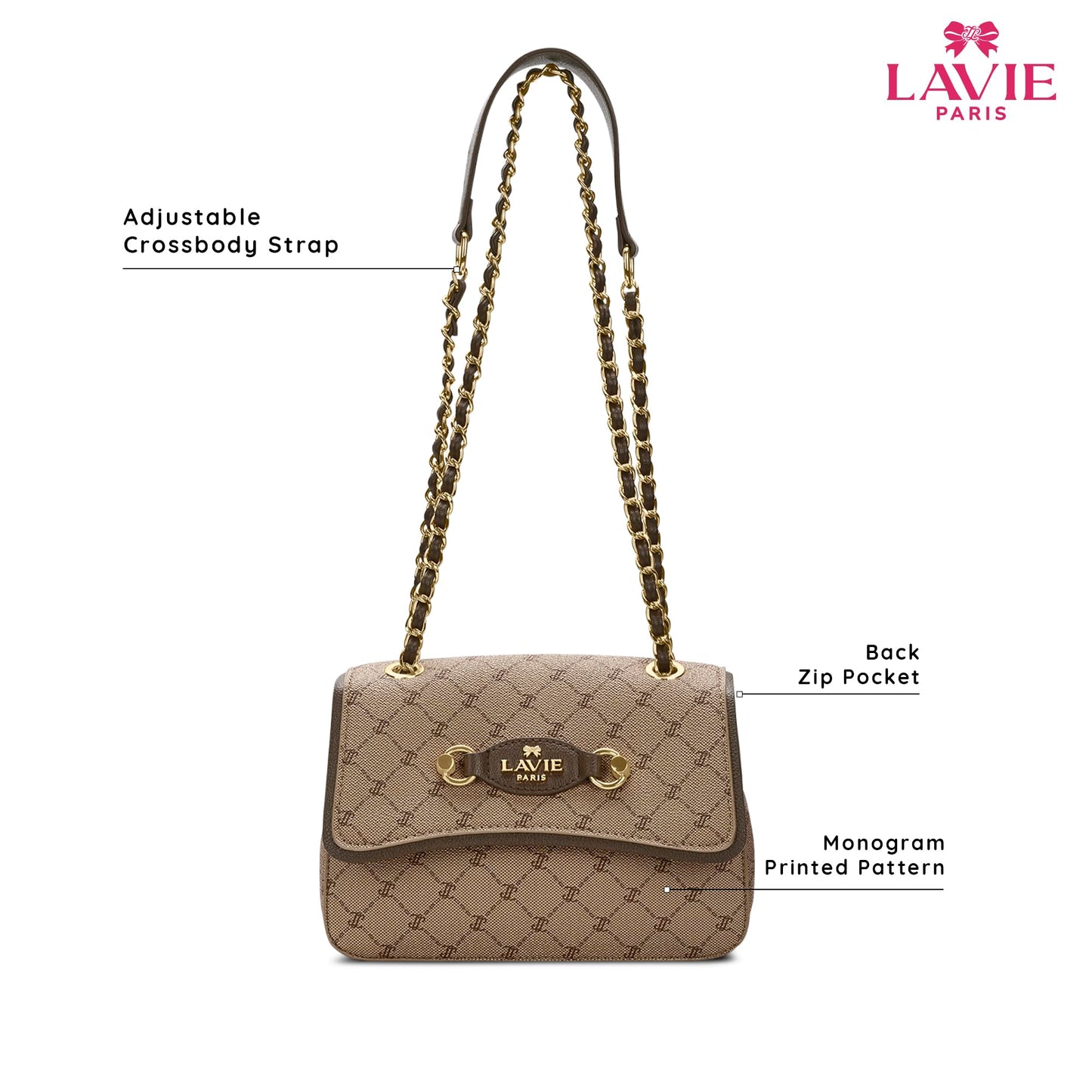 LAVIE PARIS Women's Sean Flap 2 Compartment Crossbody Sling Bag | Ladies Purse Handbag | Gift for Women