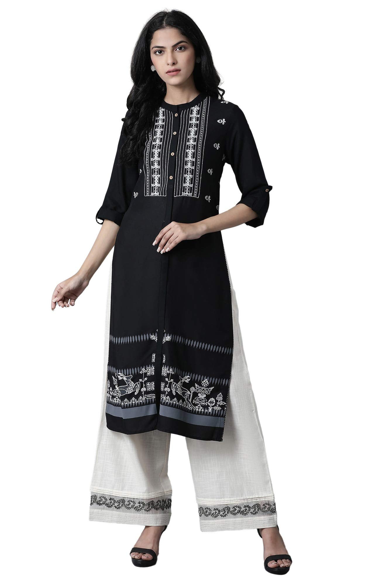 W for Woman Ecru Slub Parallel Pants_21FEW61197-214713_S
