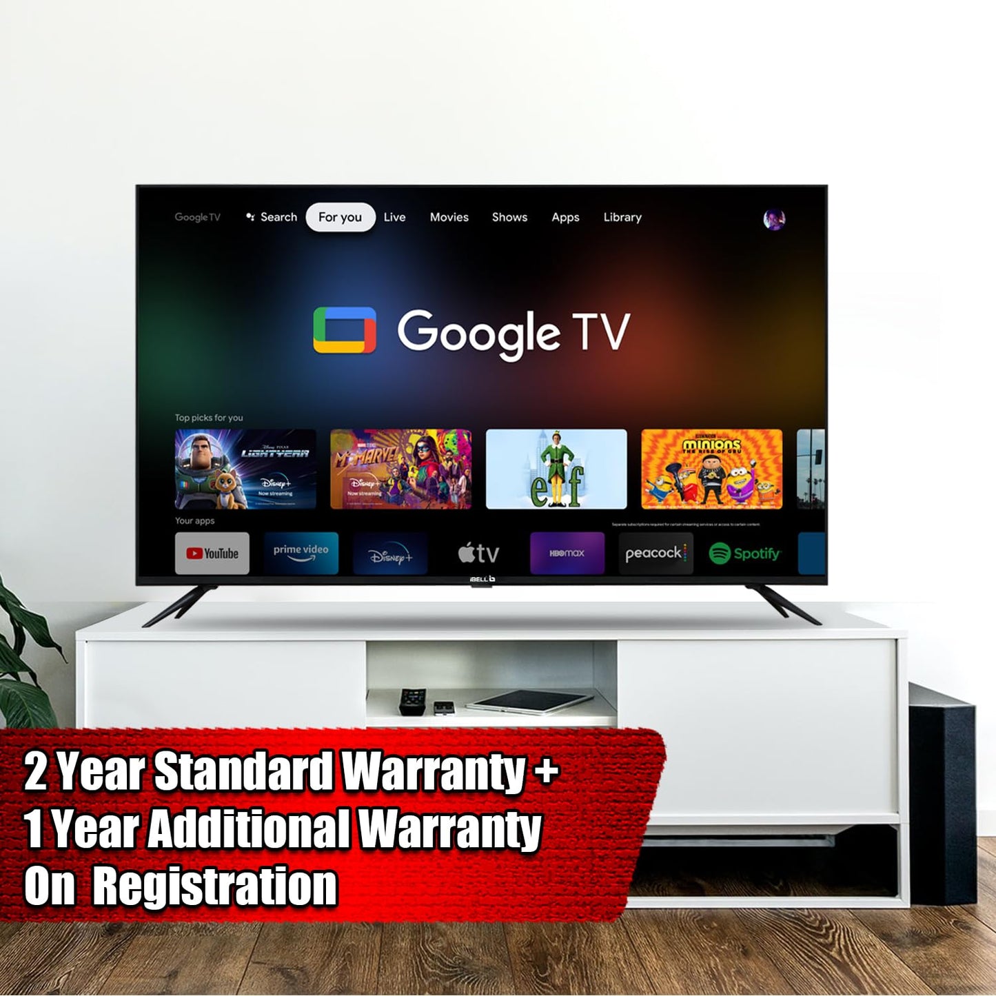 IBELL 109cm (43 inches) Frameless Google LED TV - Full HD, Android 11.0, Smart Features, Crisp Display, Sleek Design (GTV43E, Black)