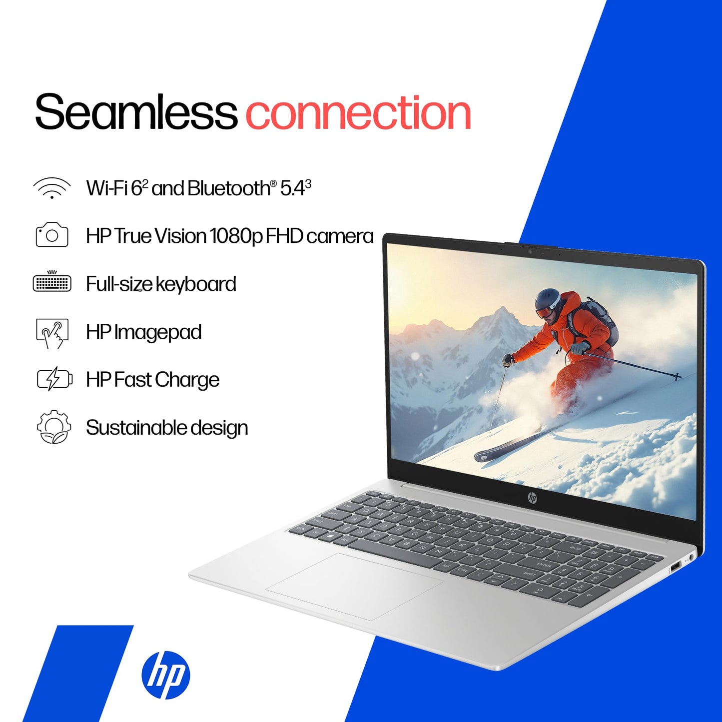 HP 15, AMD Ryzen 3 7320U (8GB DDR4, 512GB SSD) FHD, Anti-Glare, Micro-Edge, 15.6''/39.6cm, Win11, M365 Basic(1yr)* Office24, Silver, 1.59kg, fc0500AU, FHD Camera w/Privacy Shutter Laptop