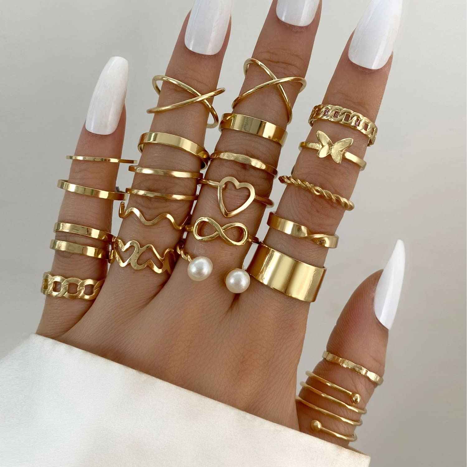 Shining Diva Fashion 44 pcs Combo Gold and Silver Plated Rings for Women and Girls (cmb300) Valentine Gift for Girlfriend