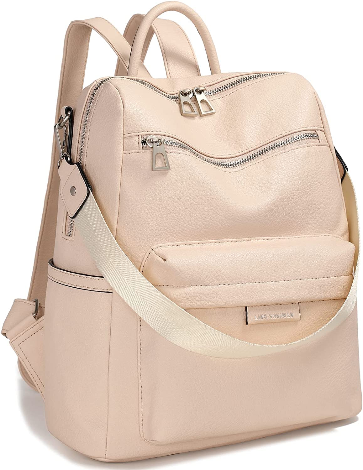 ProArch Premium Leatherate Drycoat Convertible Backpack Handbag Sling Bags for Womens (CreamLD)