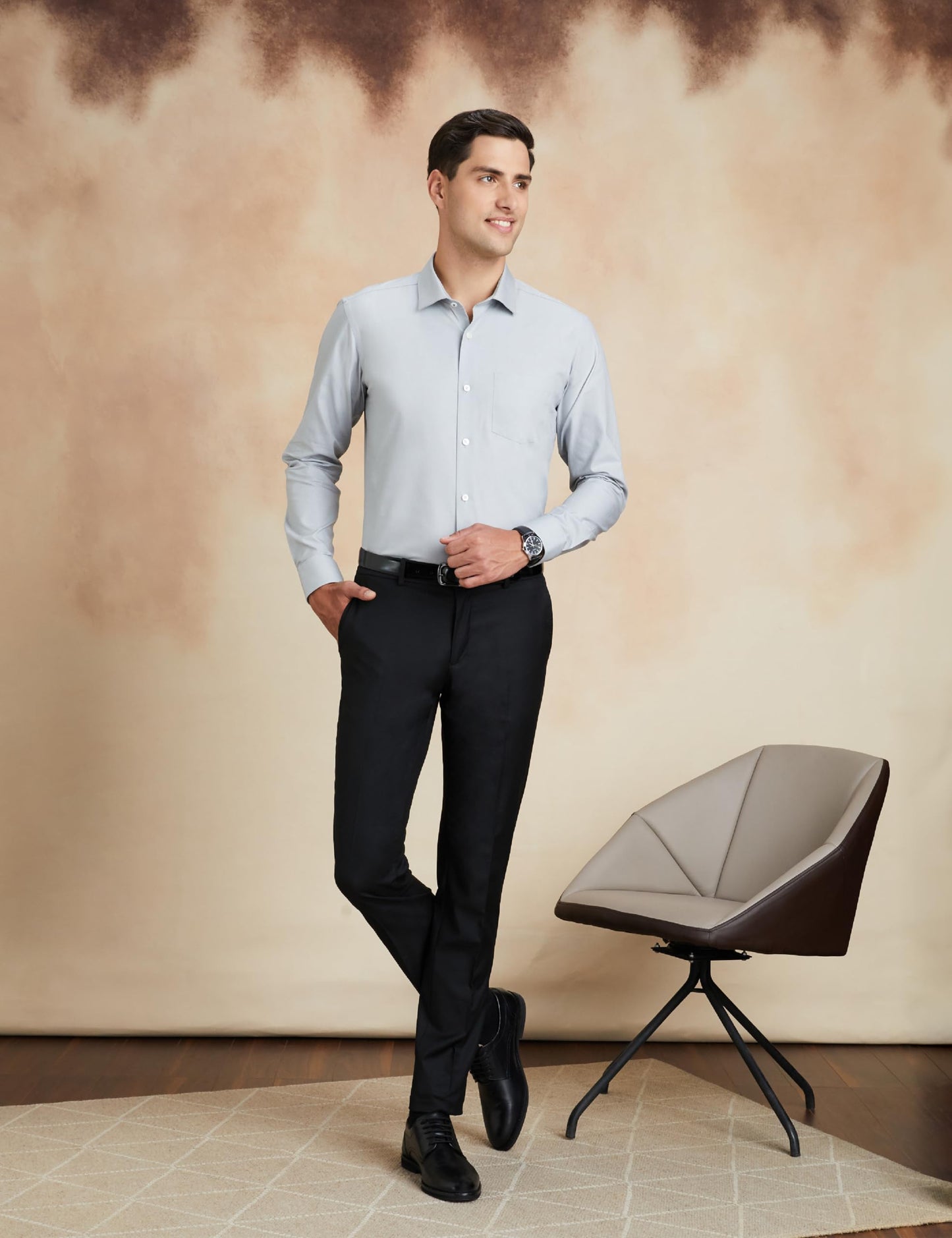 Symbol Premium Men's Cotton Non-Iron Formal Shirt (Regular Fit | Solid) (SP-M-S24-FS-02_Light Grey_40)