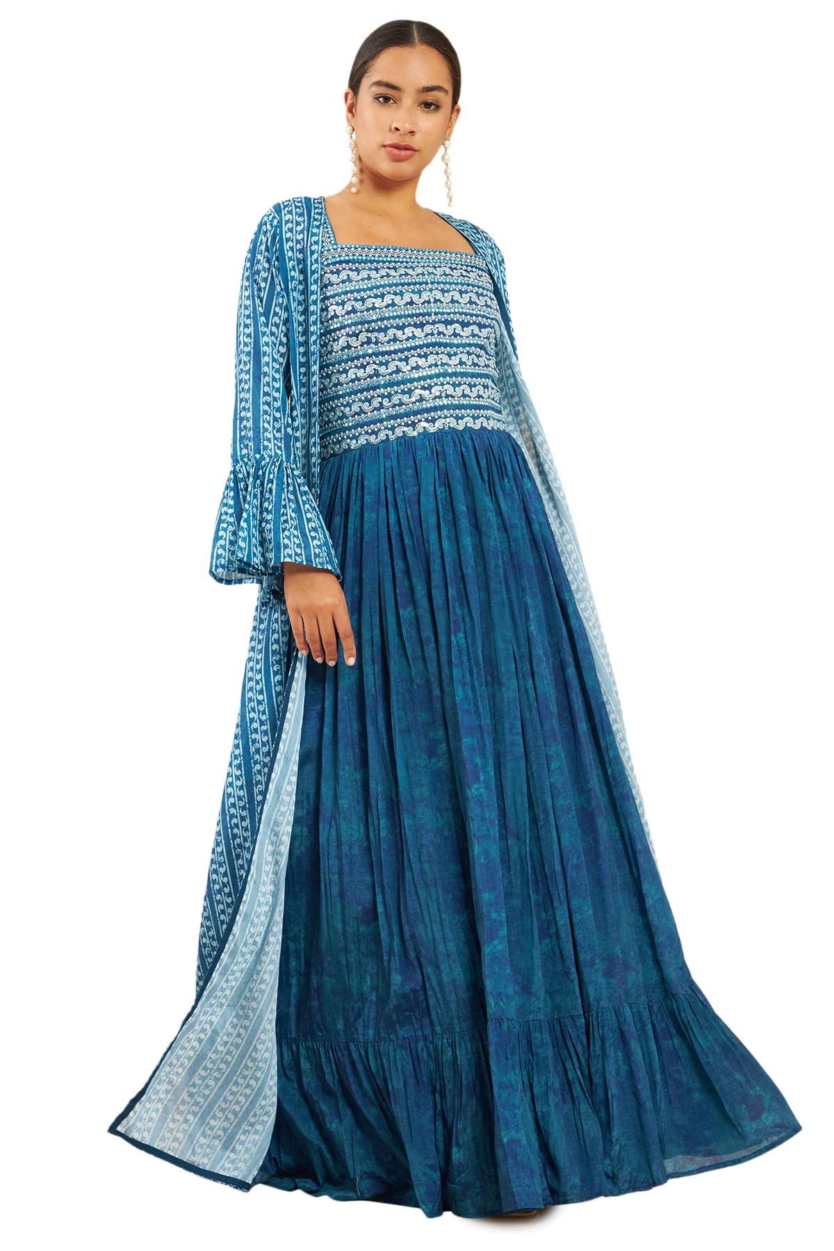 Soch Women Blue Chiffon Gown