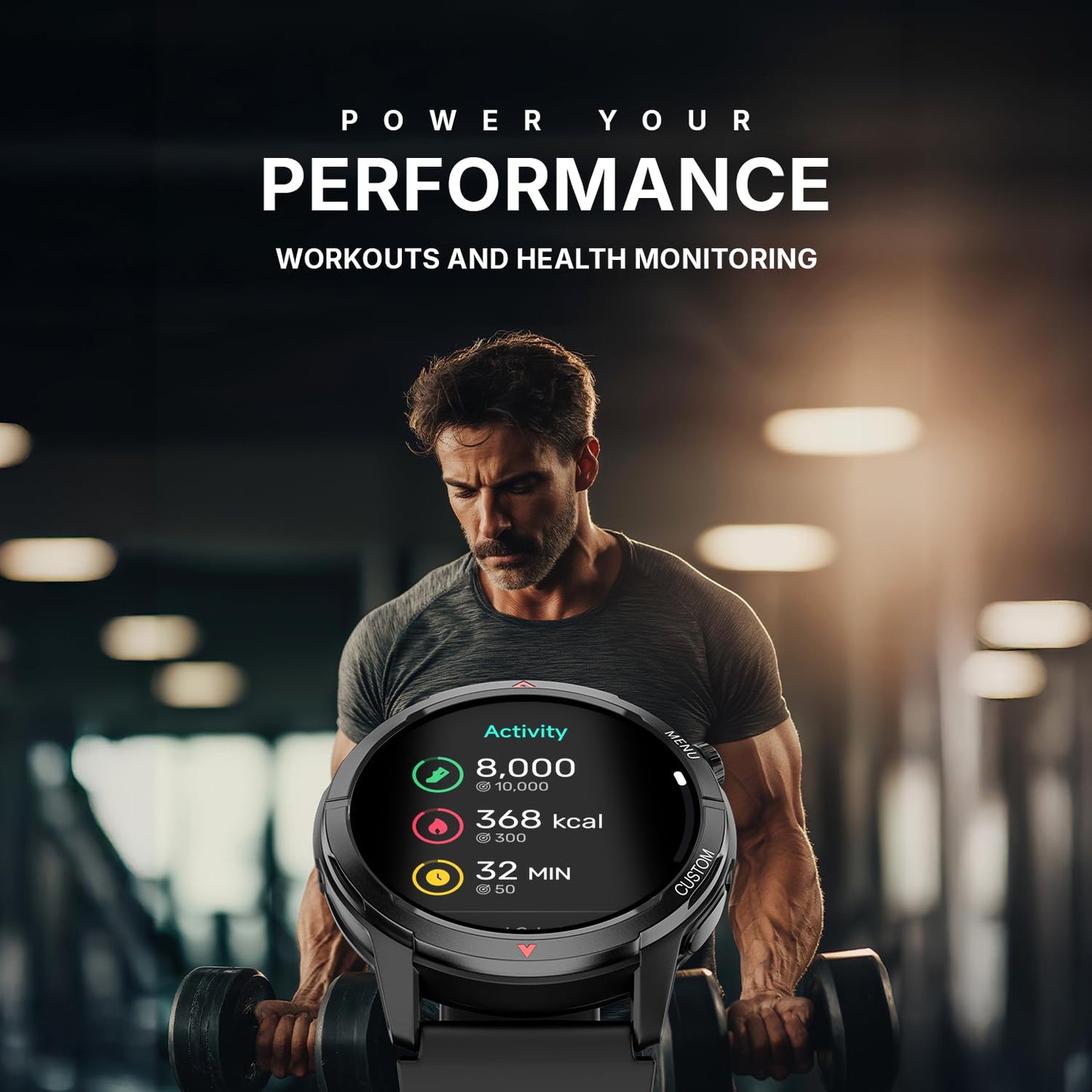 Noise Endeavour 2 Rugged Smart Watch – 1.46″ AMOLED Display, Built-in GPS, ABC Sensors, Up to 7-Day Battery, 5ATM Water Resistance, AI, Strava Integration, for iOS & Android (Silver Grey)