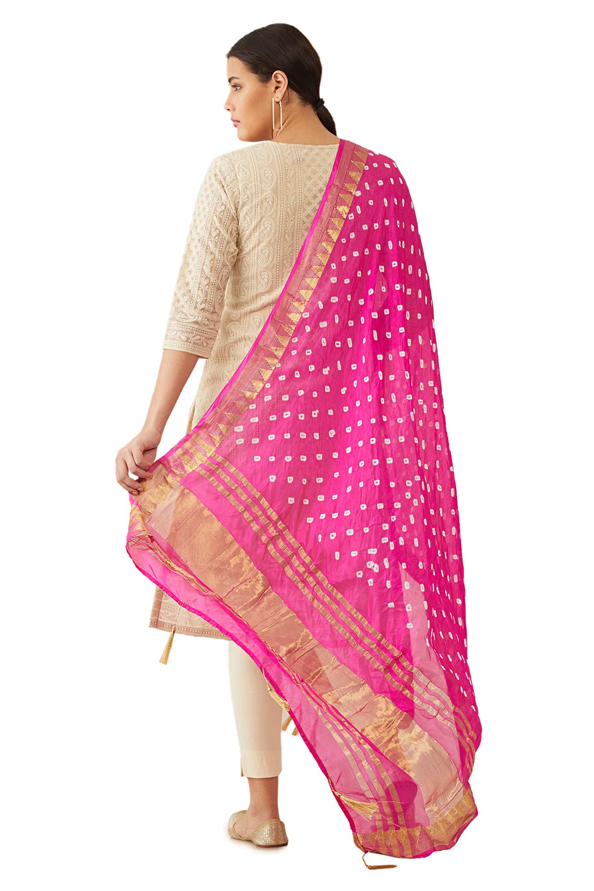 Soch Women Pink Polka Dot Dupatta