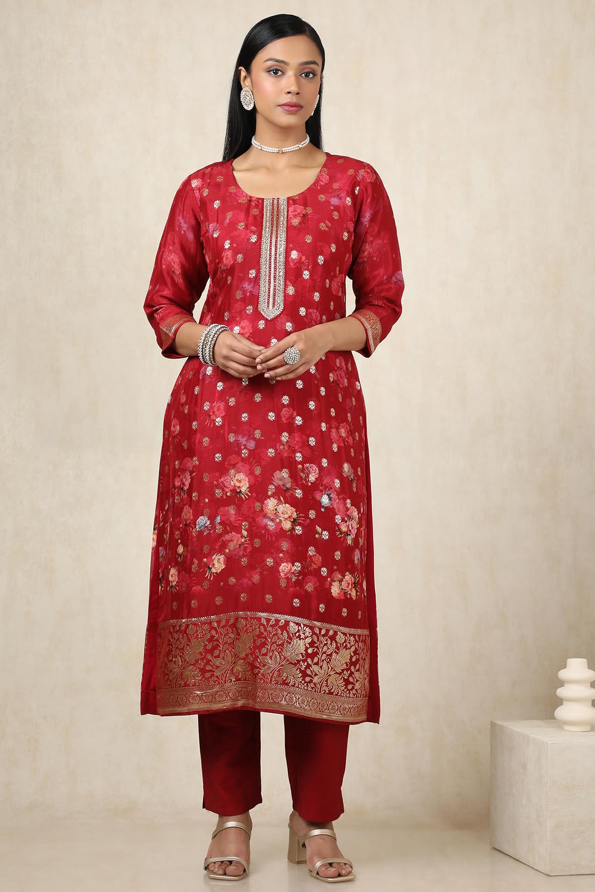Soch Women's Brocade Salwar Suit Set (EWS5CD21719_Red
