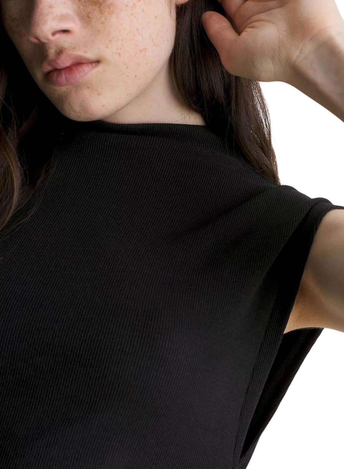 Calvin Klein Jeans Department3424 Cotton Blend Classic Knee-Length Dress (J221396BEH_Ck Black_L)