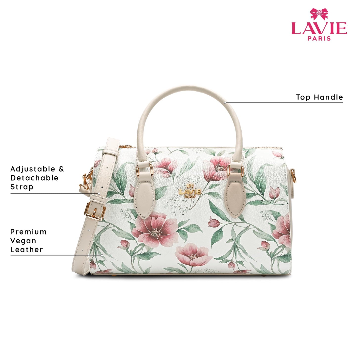 LAVIE PARIS Women's Fleur Medium Satchel Bag | Satchel Handbag for Work | Ladies Purse | Stylish Shoulder Bag | Gift for Women