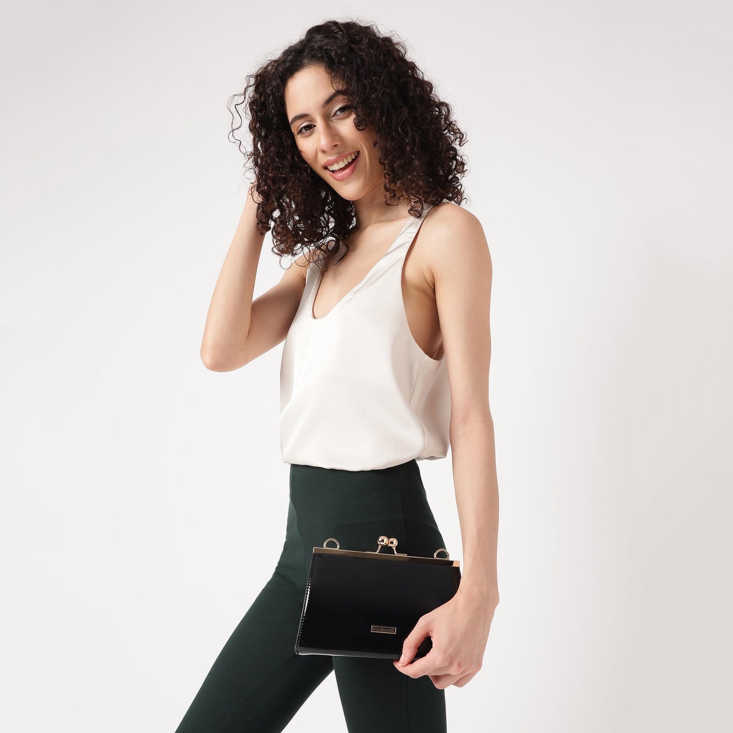 Fastrack Party Clutch For Women's, Ladies And Girls | Comes With Detachable Chain Strap |Made Up Of Semi Pu Leather, Black