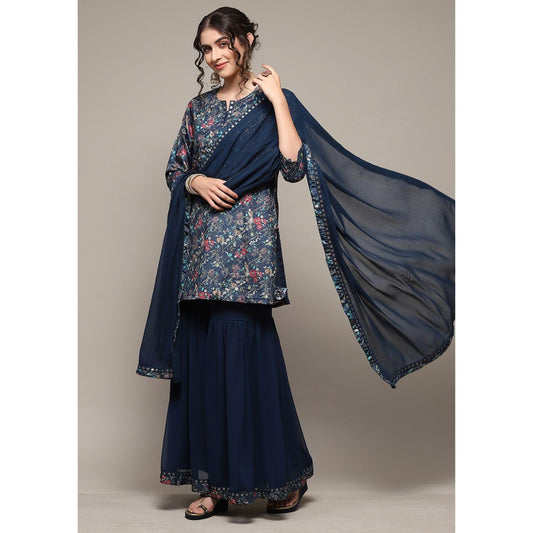 BIBA Women Polyester Floral Straight Embroidered Suit Set