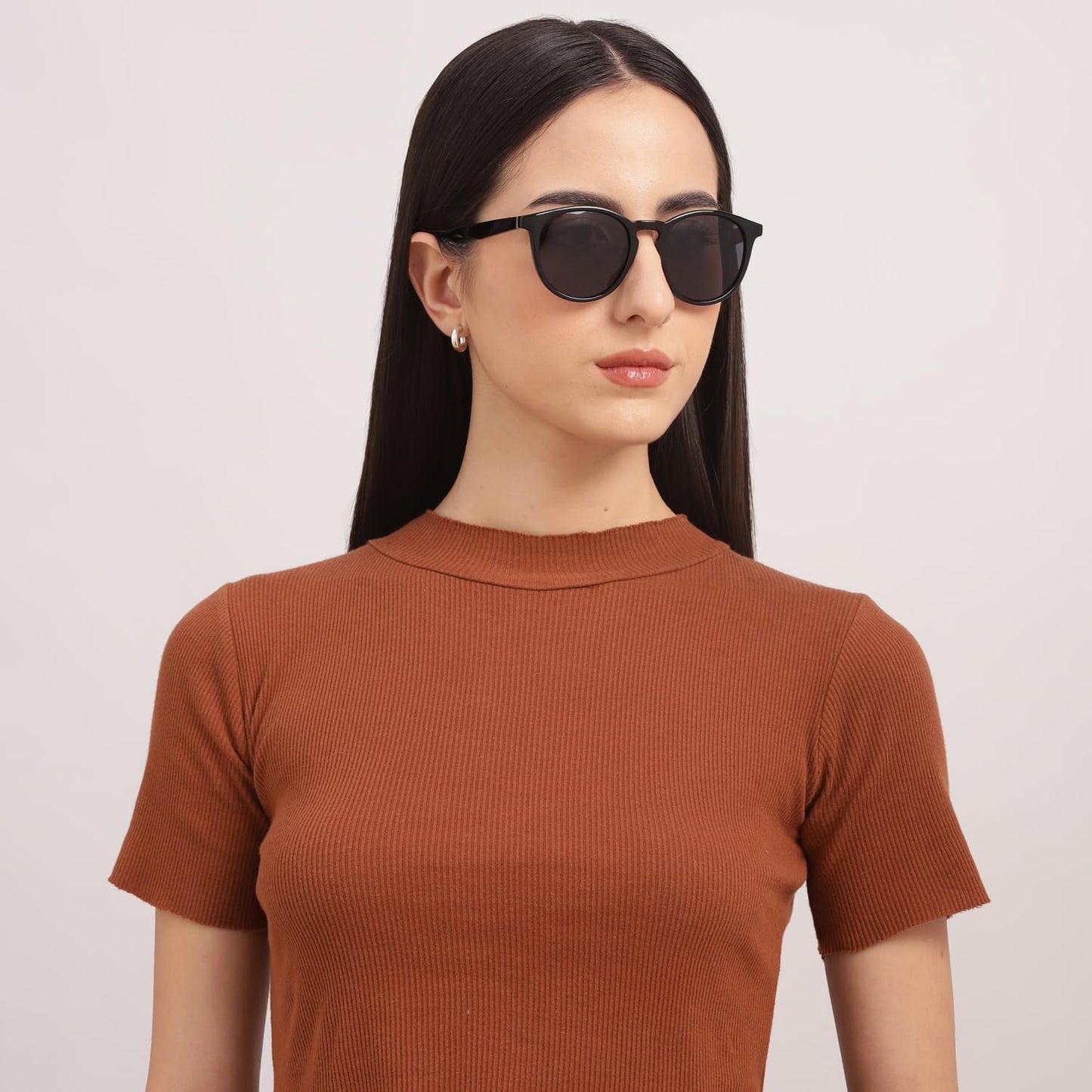 VINCENT CHASE EYEWEAR Vc S13972 By Lenskart | Full Rim Round Branded Latest And Stylish Sunglasses | Polarization And 100% Uv Protected | Men & Women | Large | (Color:-Black/Lens Grey)-Pack Of 1