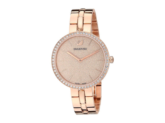 SWAROVSKI Stainless Steel Women Cosmopolitan Analog Watch Rose Gold Plated White One Size, Dial Color-Peach, Band Color-Rose Gold