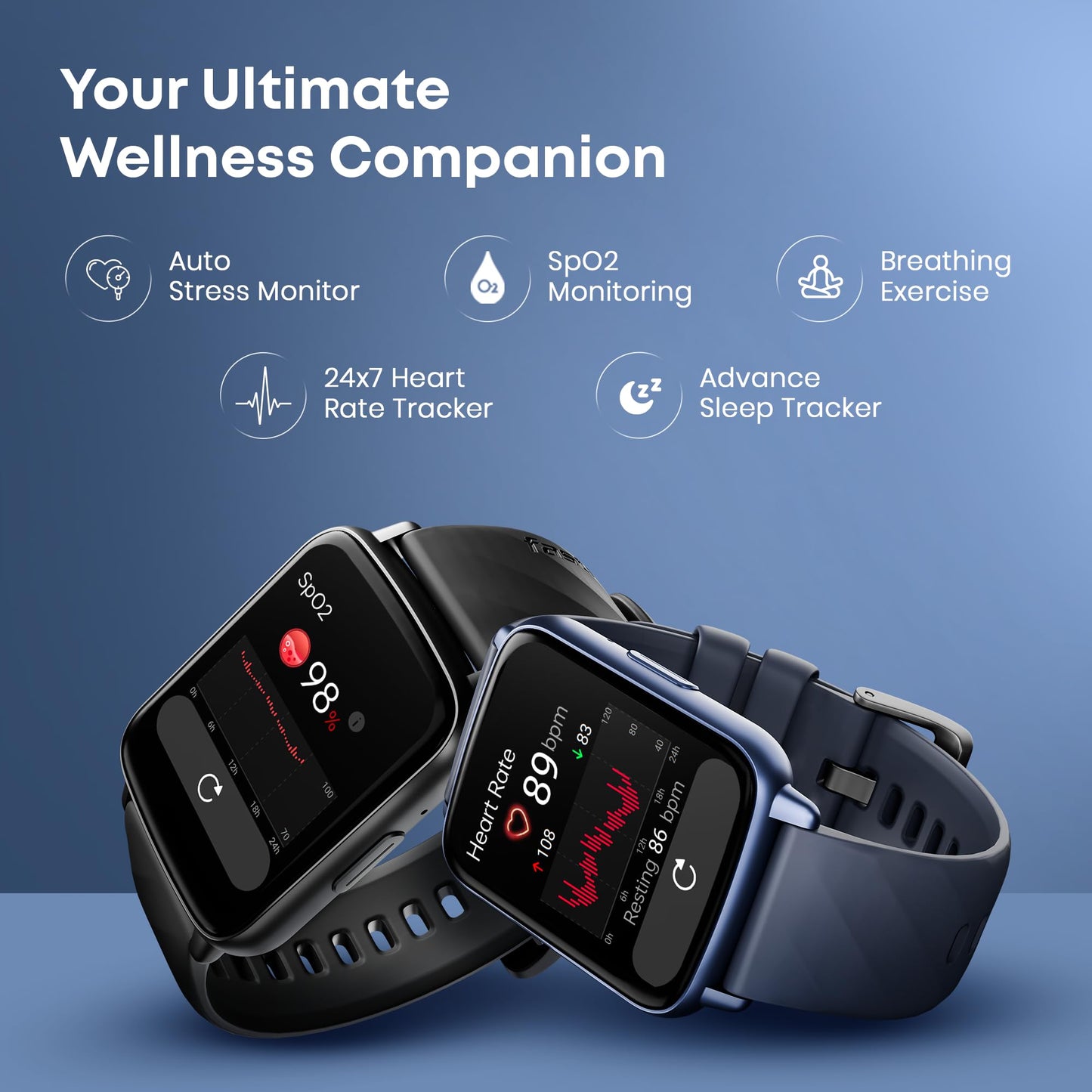 Fastrack Volt S1 Smart Watch for Man and Women Latest with 1.83" Display, Silicone Strap, BT Calling, 100+ Sports Modes, Heart Rate, SpO2, IP68, Ideal Smartwatch for Boys and Girls (Teal)