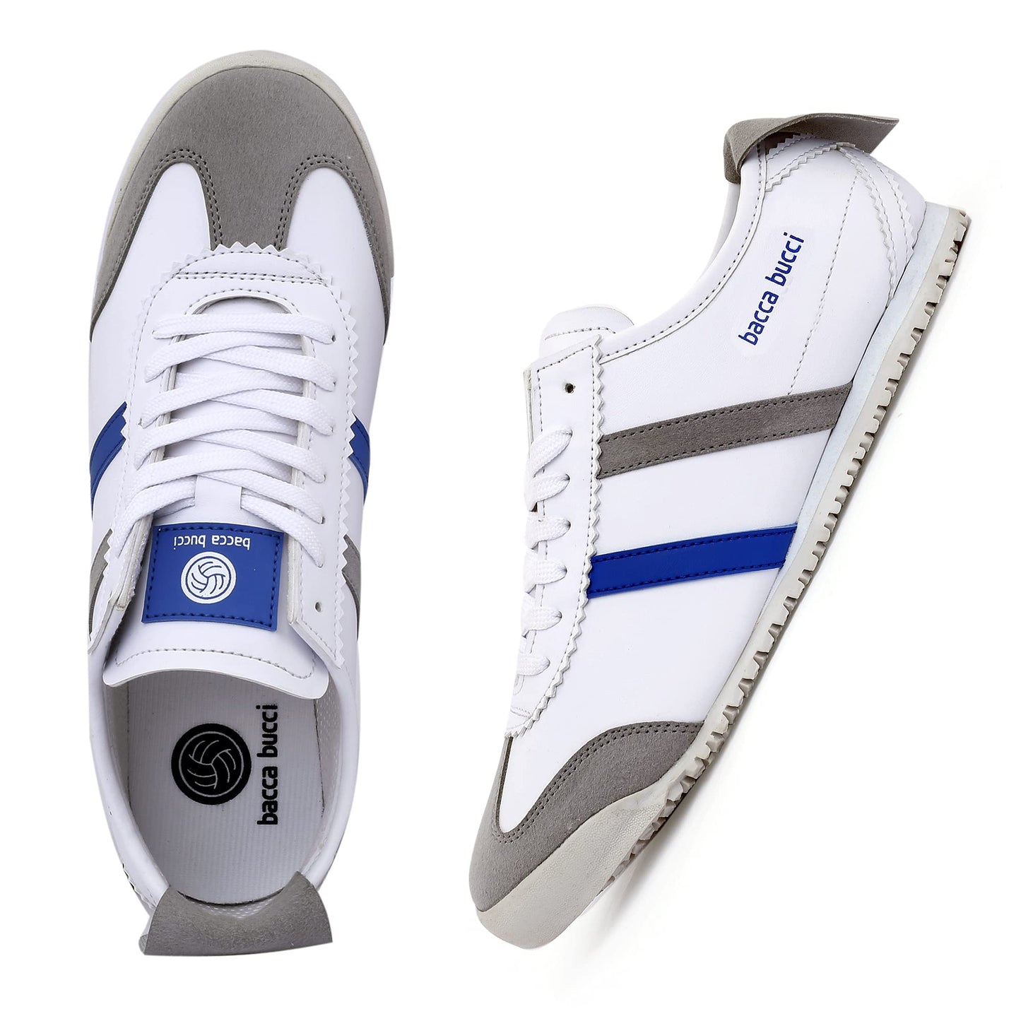 Bacca Bucci® Men's Vogue 2.0 Urban Mix Casual Shoes with Stretch Knit Upper & Non Slip Canvas Rubber Sole for All Day wear- White, Size UK8