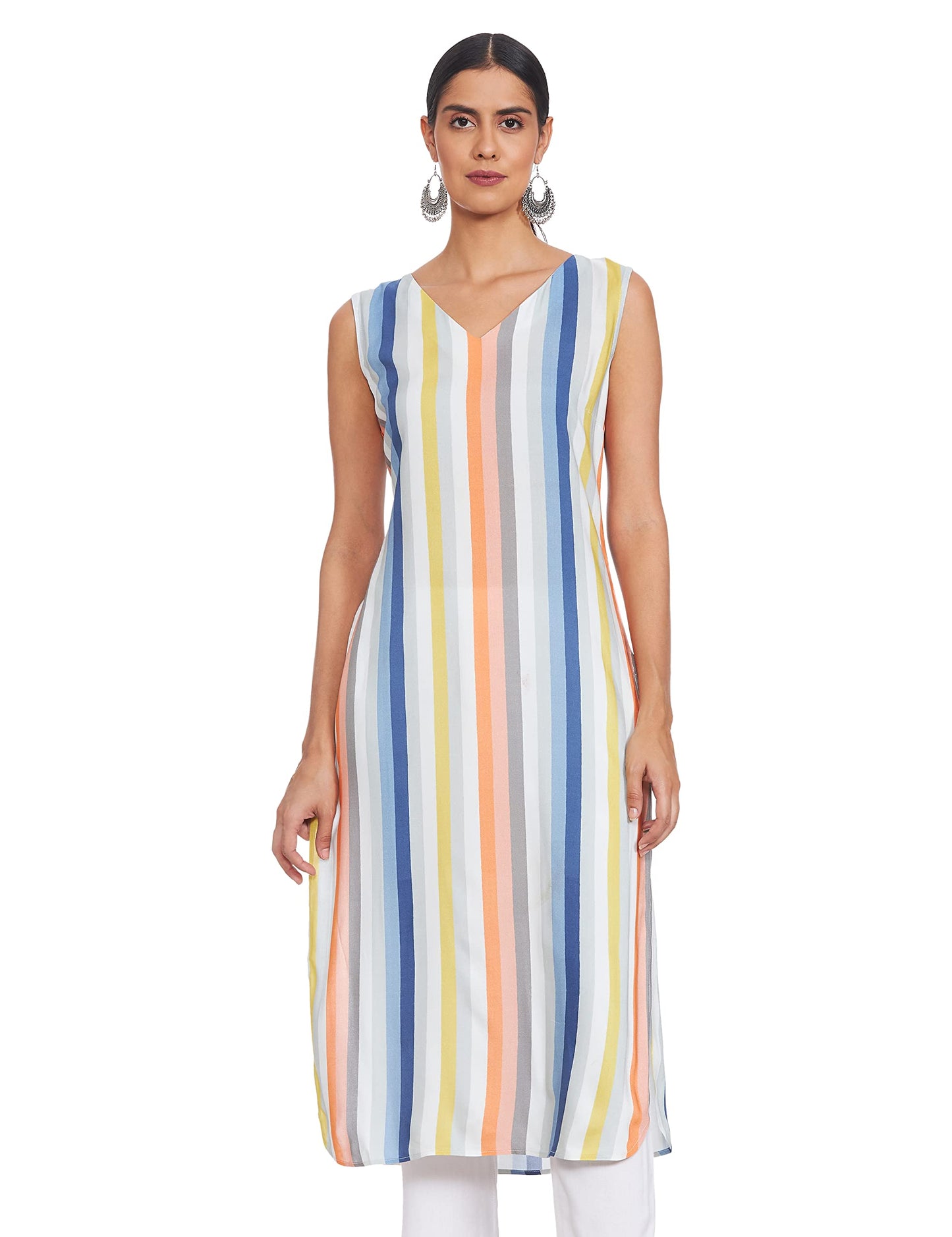 W for Woman Bright Multicolor Layered Kurta_21FEW13323-114053_XS