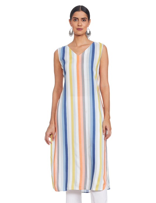 W for Woman Bright Multicolor Layered Kurta_21FEW13323-114053_XS