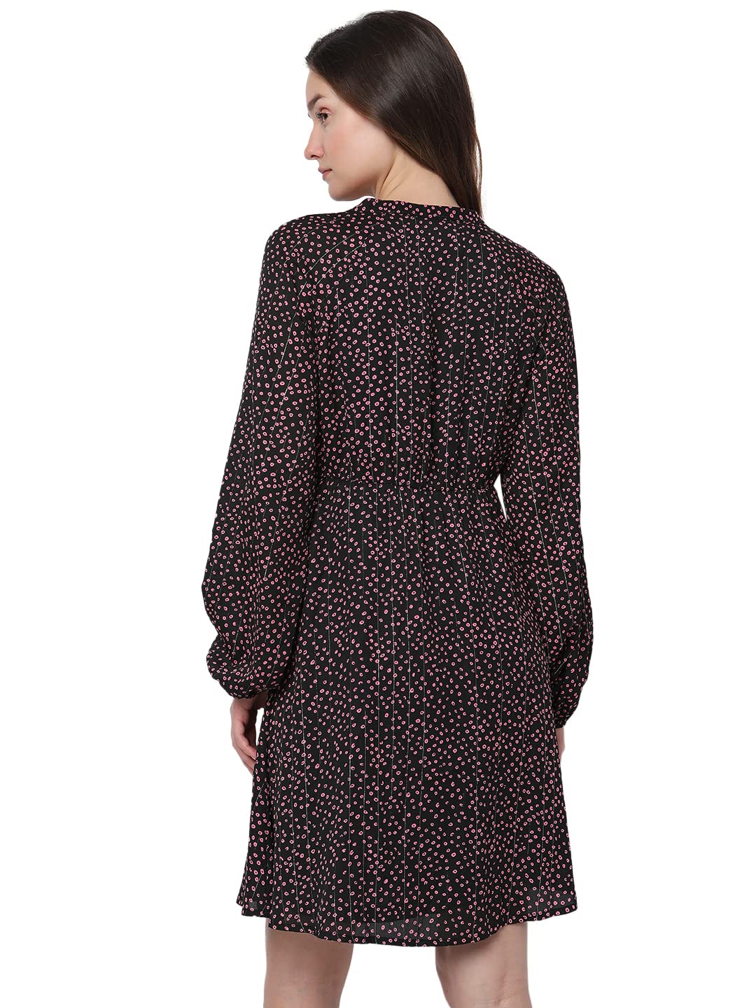 Vero Moda Women's Polyester A-Line Above The Knee Dress (144881801- Black_XS)