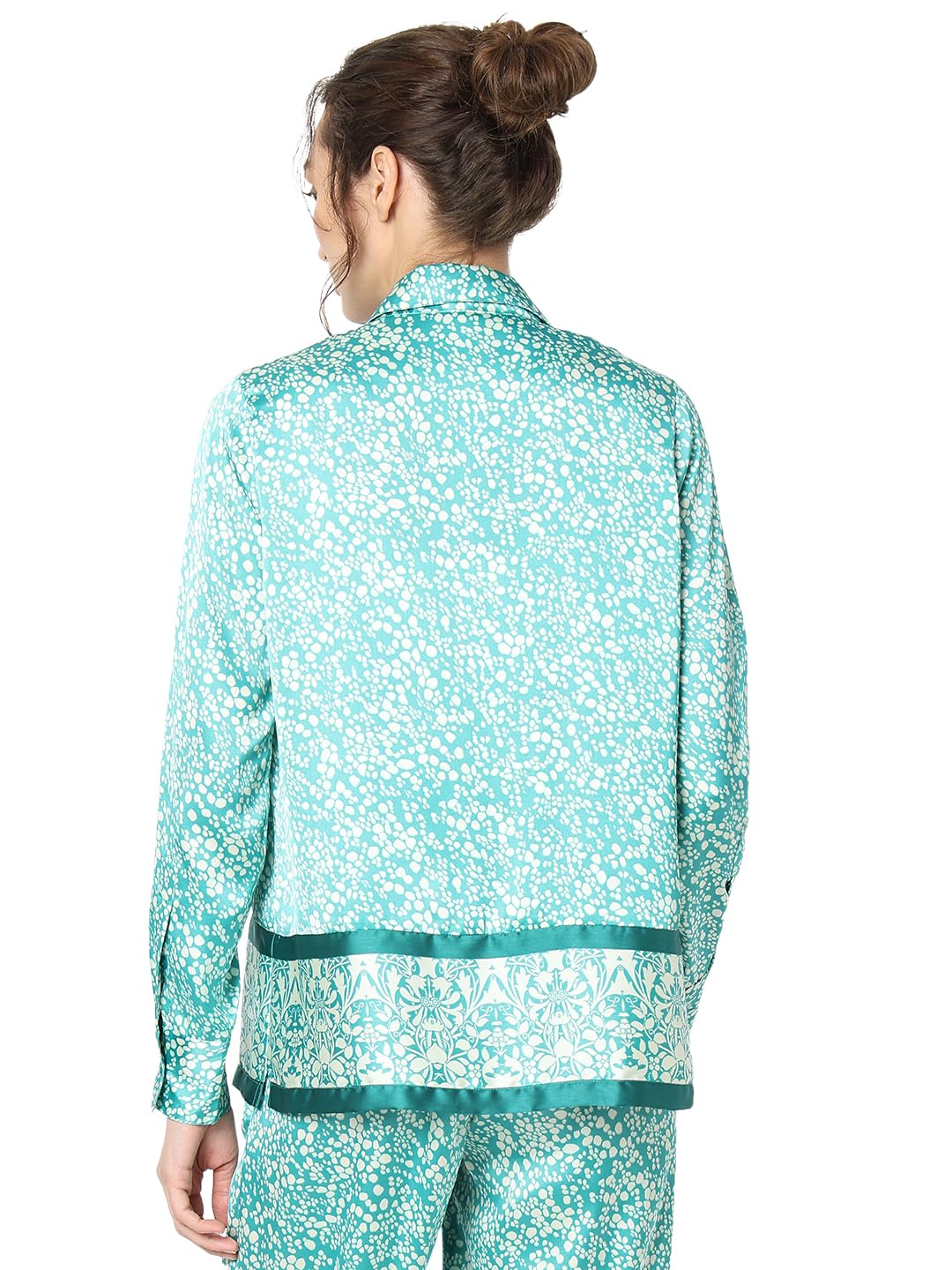 VERO MODA Women Abstract Print Blue Relaxed Fit Single Breasted Blazer