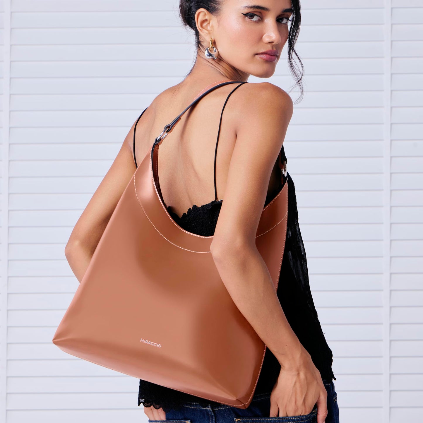 Miraggio Selene Hobo Bag | Shoulder Bag For Women (Orange)