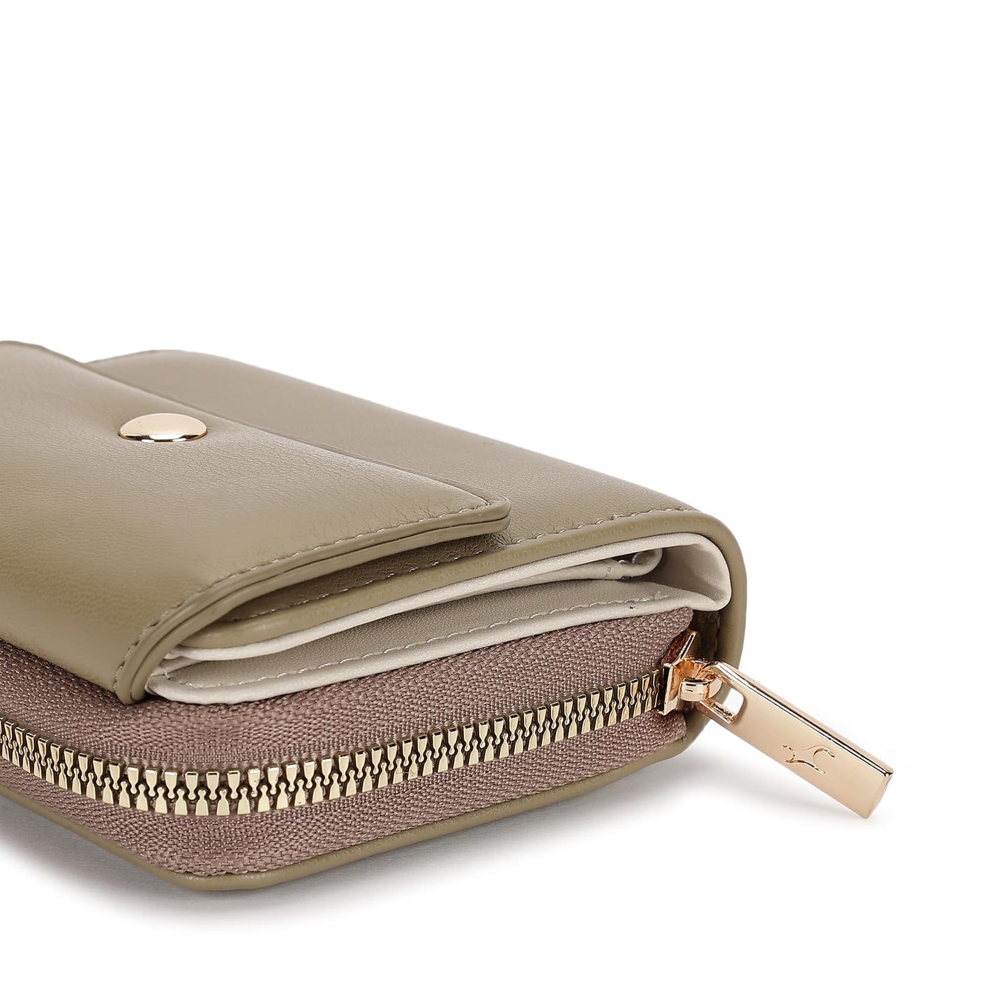 Fastrack Women's Mini Organizer Wallet | Flap Closure, Tri-Fold Design, Zip Coin Pocket, Card & Cash Slots | Compact & Organized | 6 Months Warranty