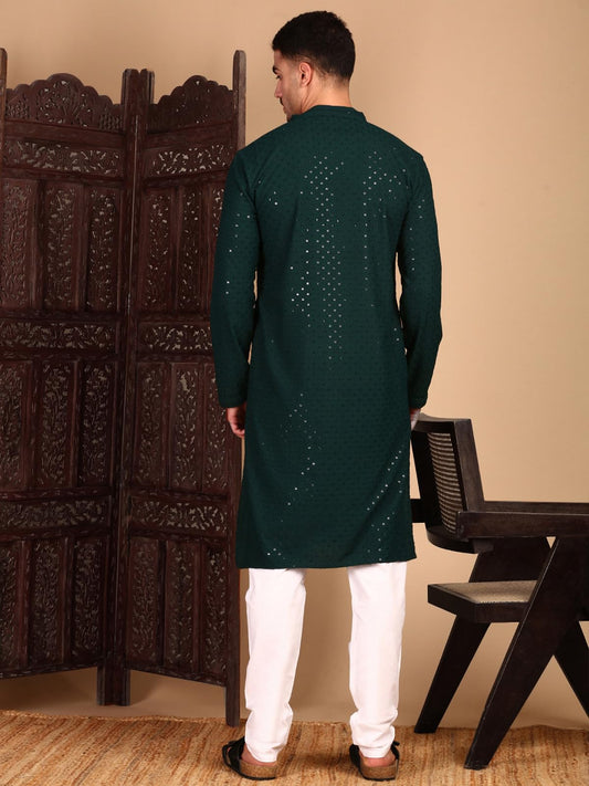 Sanwara Men's Rayon Floral Regular Kurta Set
