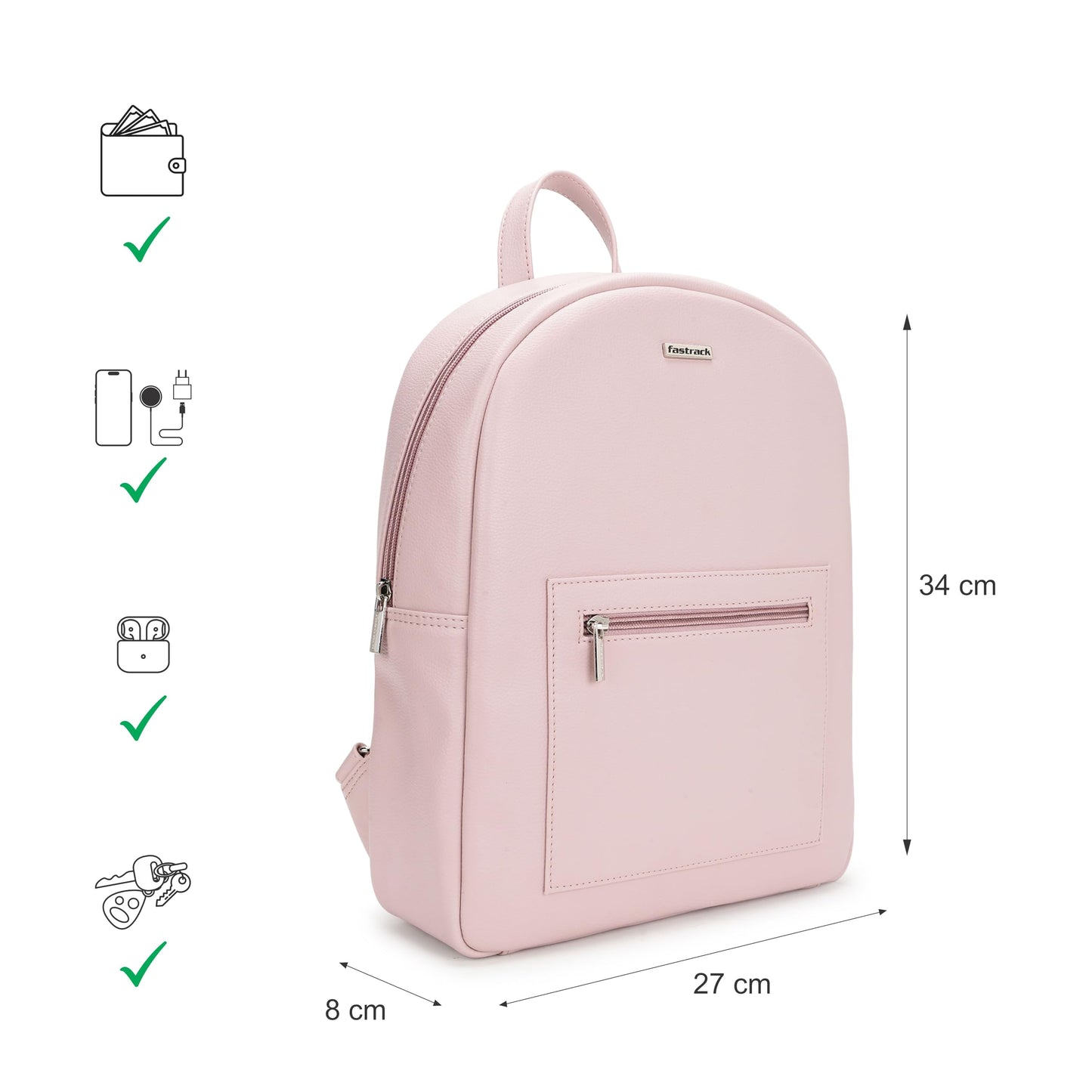 Fastrack Zipmode Backpack | Faux-Leather Women's Backpack | Tablet Compatible Up To 11" | Stylish Daypack With Quick-Access Pocket