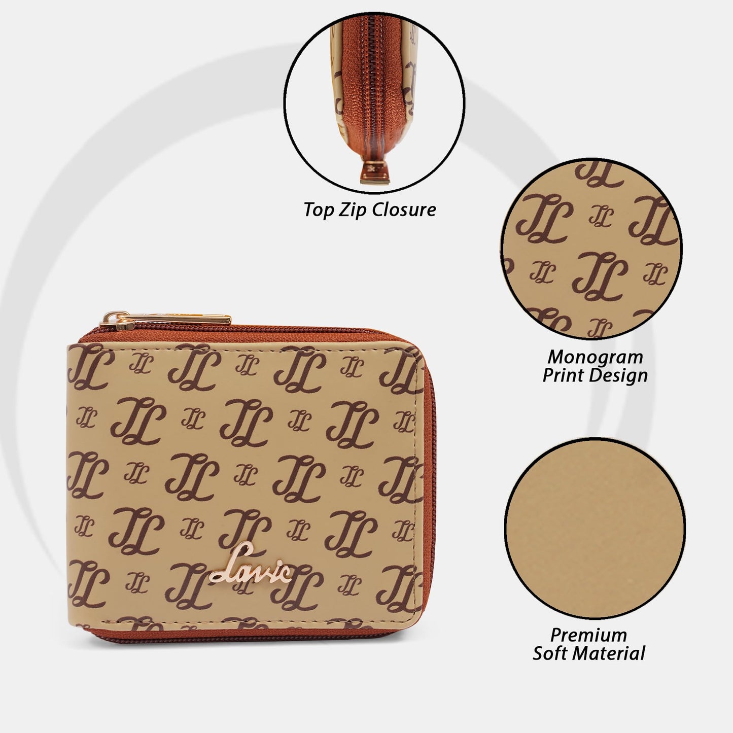 Lavie Women's Sacy Monogram LL Print Small Zip around Wallet | Ladies Purse Handbags
