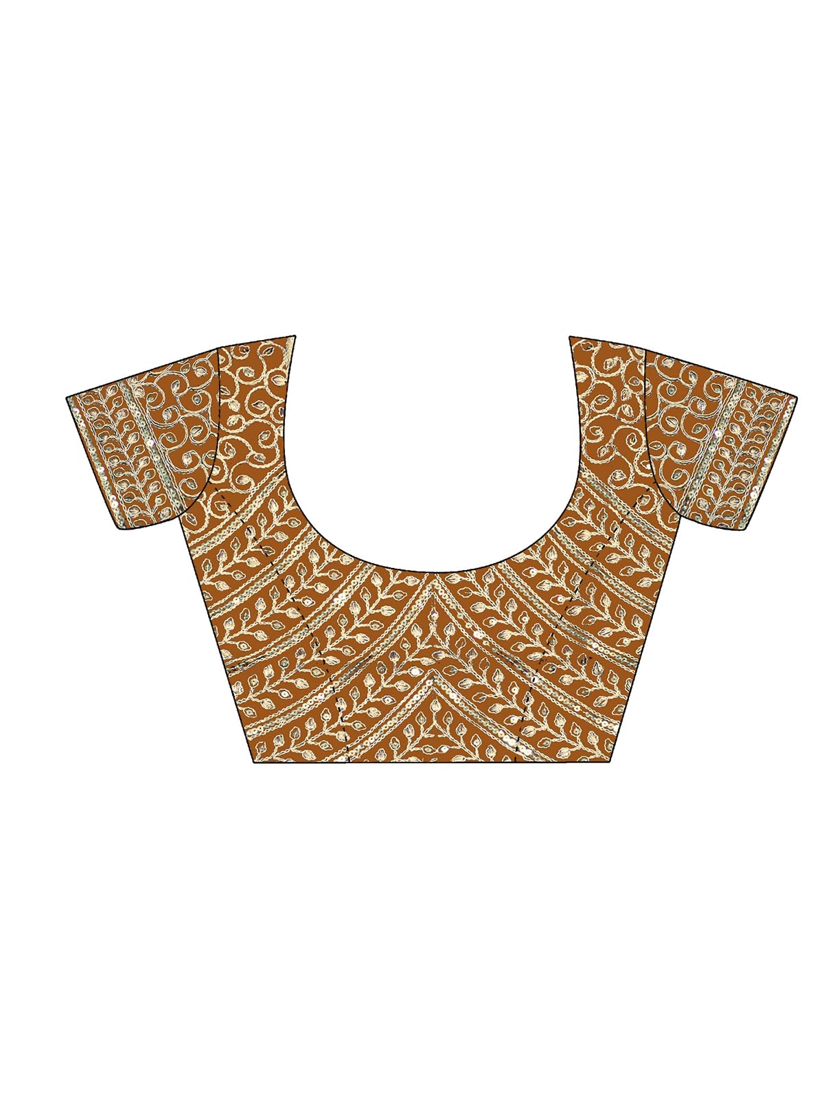 Satrani Women's Tissue Silk Scalloped Border Sequins Embroidery Saree with Unstitched Blouse Piece (4218S6642N_Copper5)
