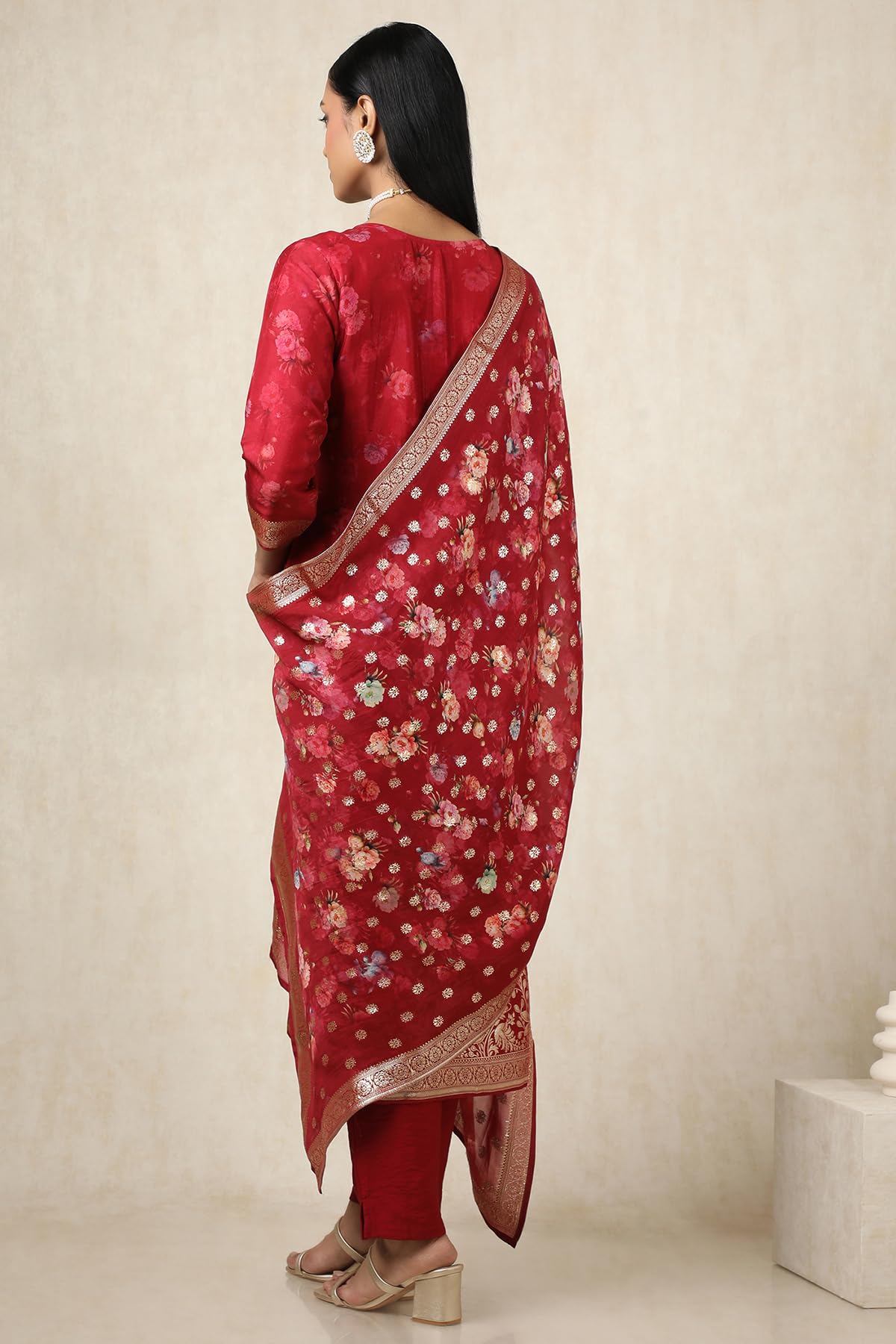 Soch Women's Brocade Salwar Suit Set (EWS5CD21719_Red