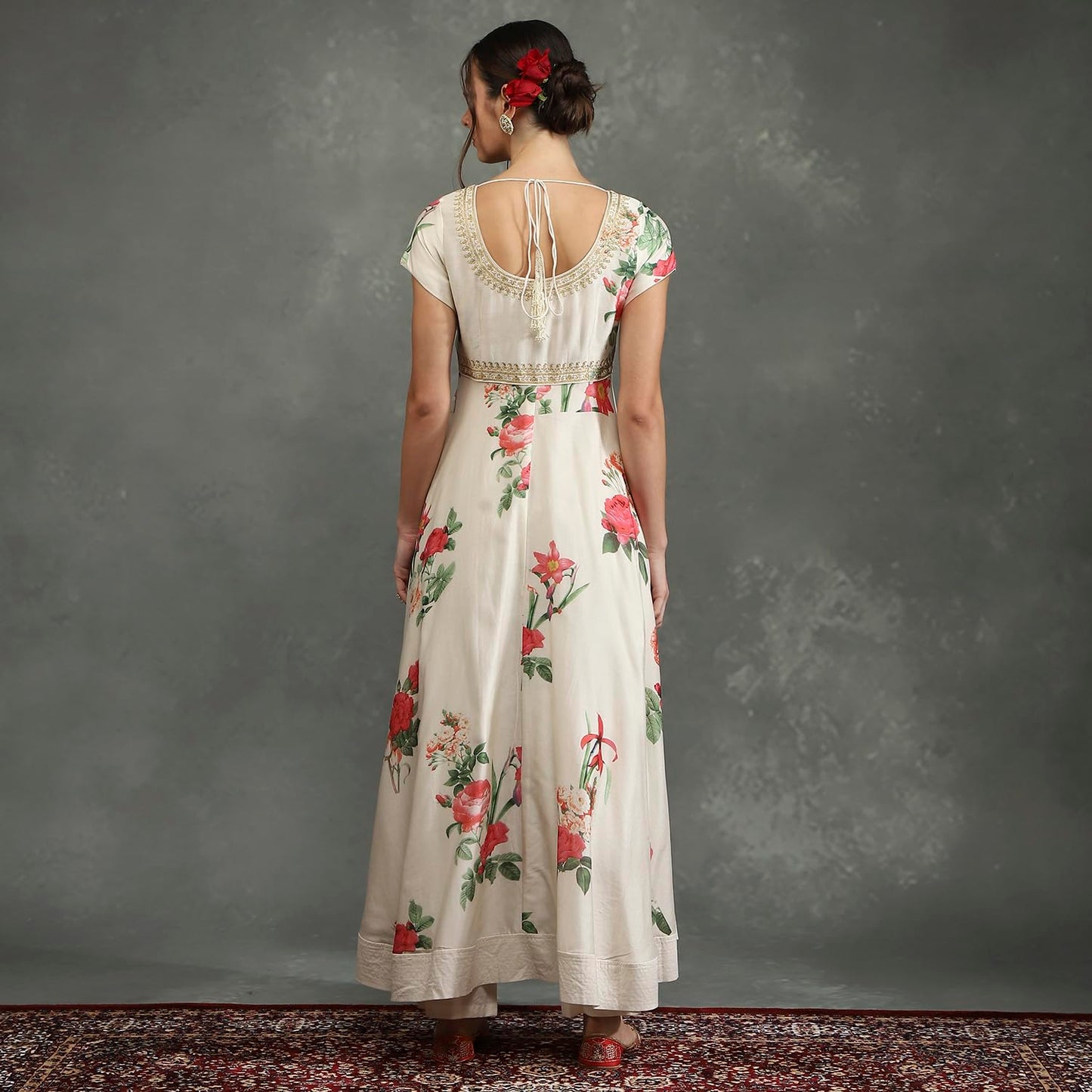 BIBA Women's Silk Chanderi Kurta Sets (CKD10748AW24CRM_Neutral