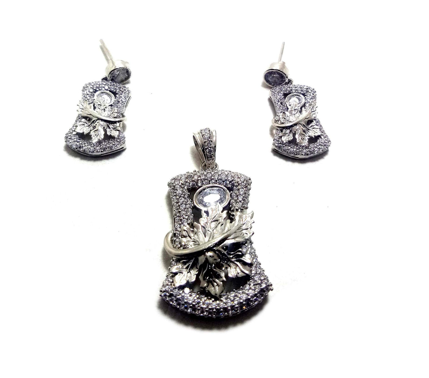 Pure Silver sterling Beatifull Earring & Pendant Set - Special Kashmeer Chinaar 325 Jewellery