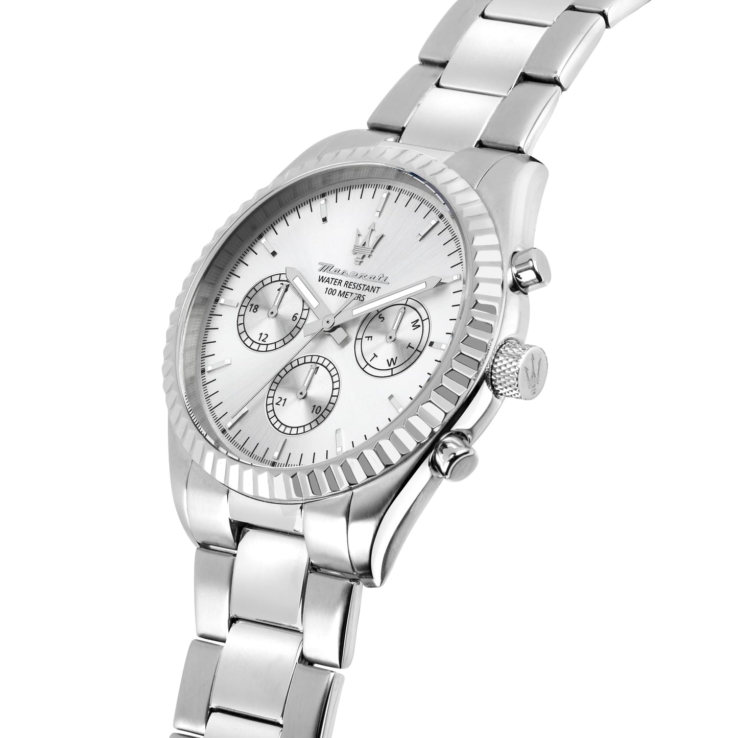 MASERATI Men's Watch, Multifunction, Analogue, 43 mm, COMPETIZIONE Collection - R8853100041, Silver, Sunray, One size, bracelet