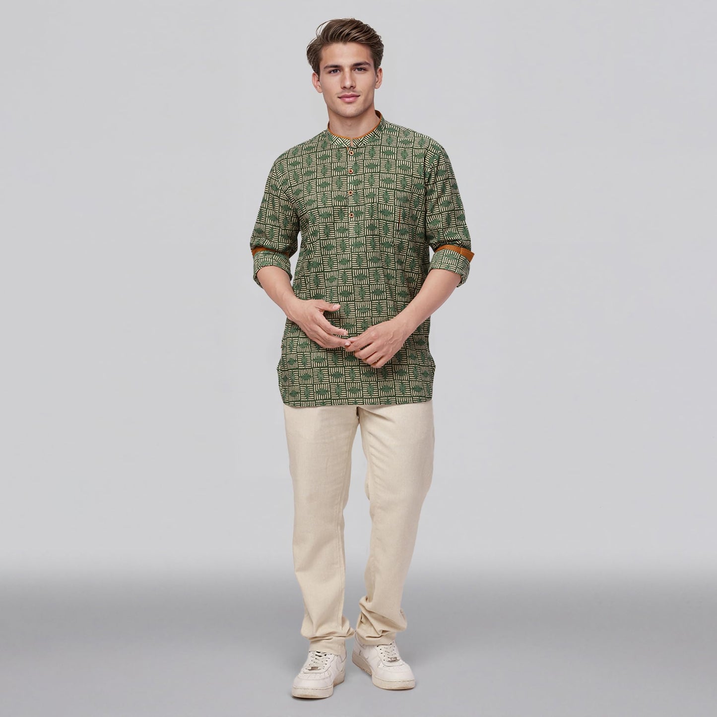 Raymond Ethnix Mens Dark Green Short Kurta