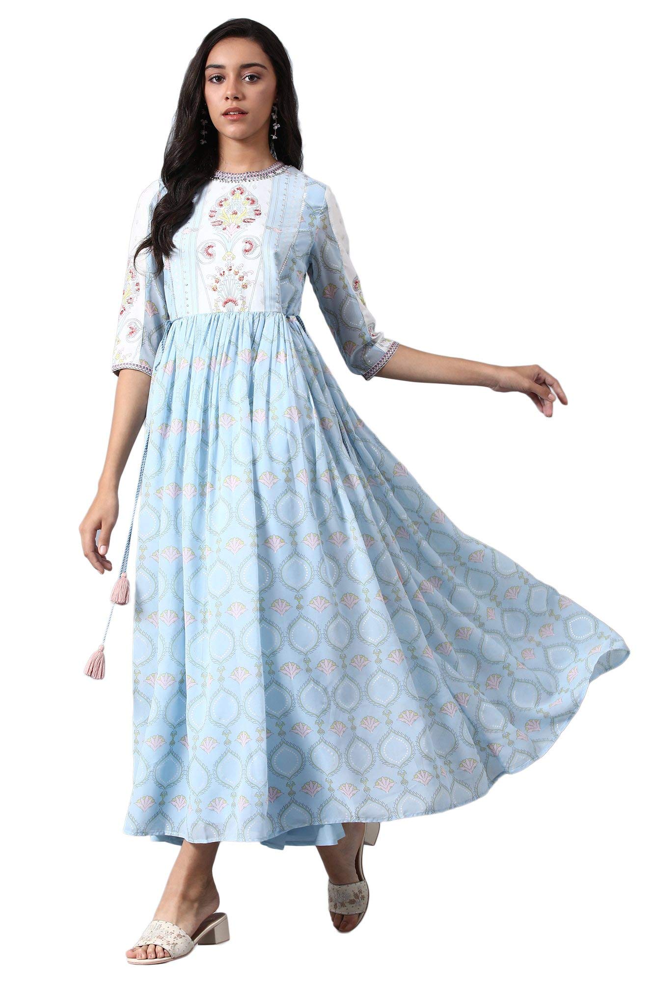 W for Woman Women's Chiffon a-line Maxi Dress (20FES10434-112575_Blue_18 (3XL))