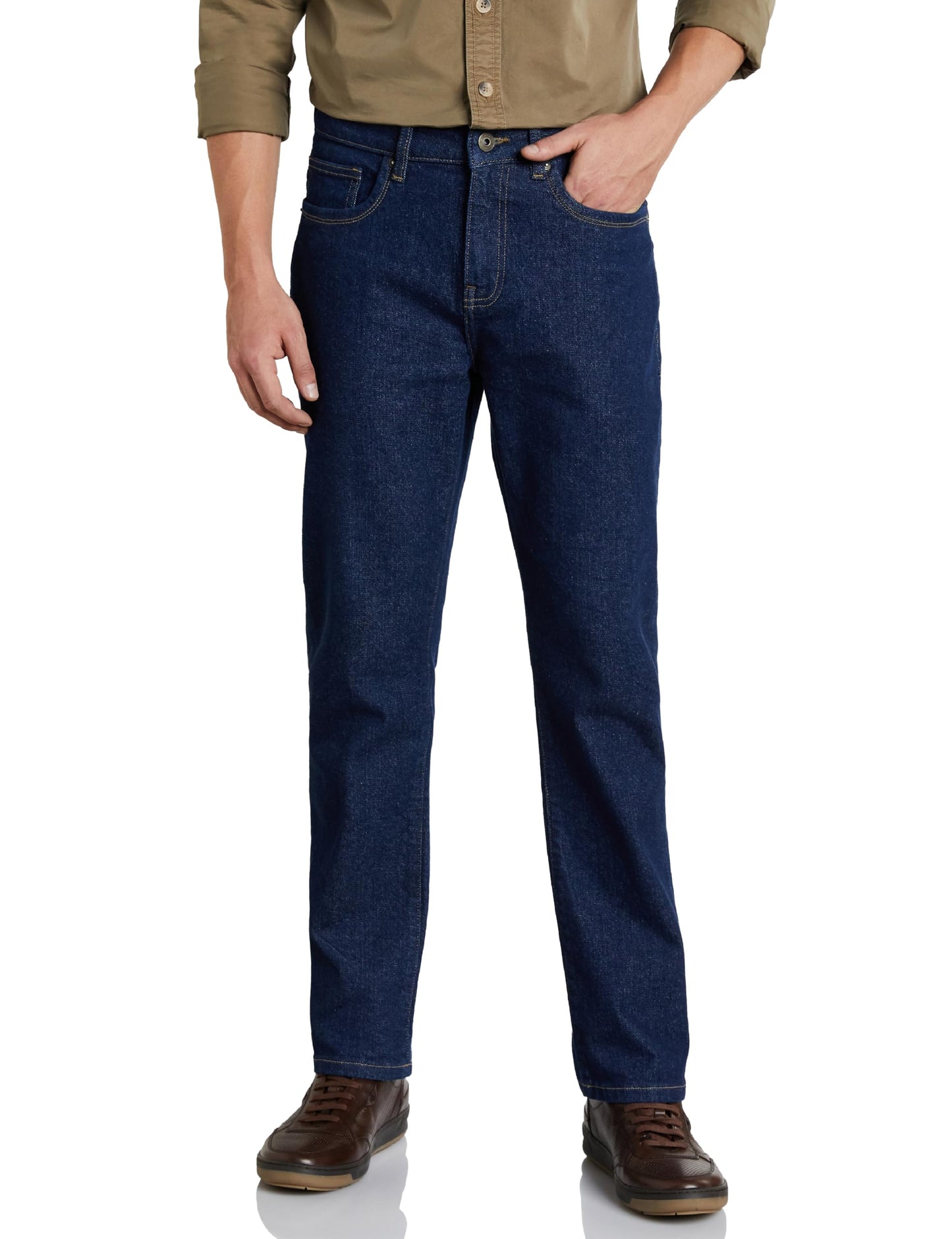 Symbol Premium Men's Cotton Stretch Jeans (Regular Fit Mid Rise) (Dark Blue_32)