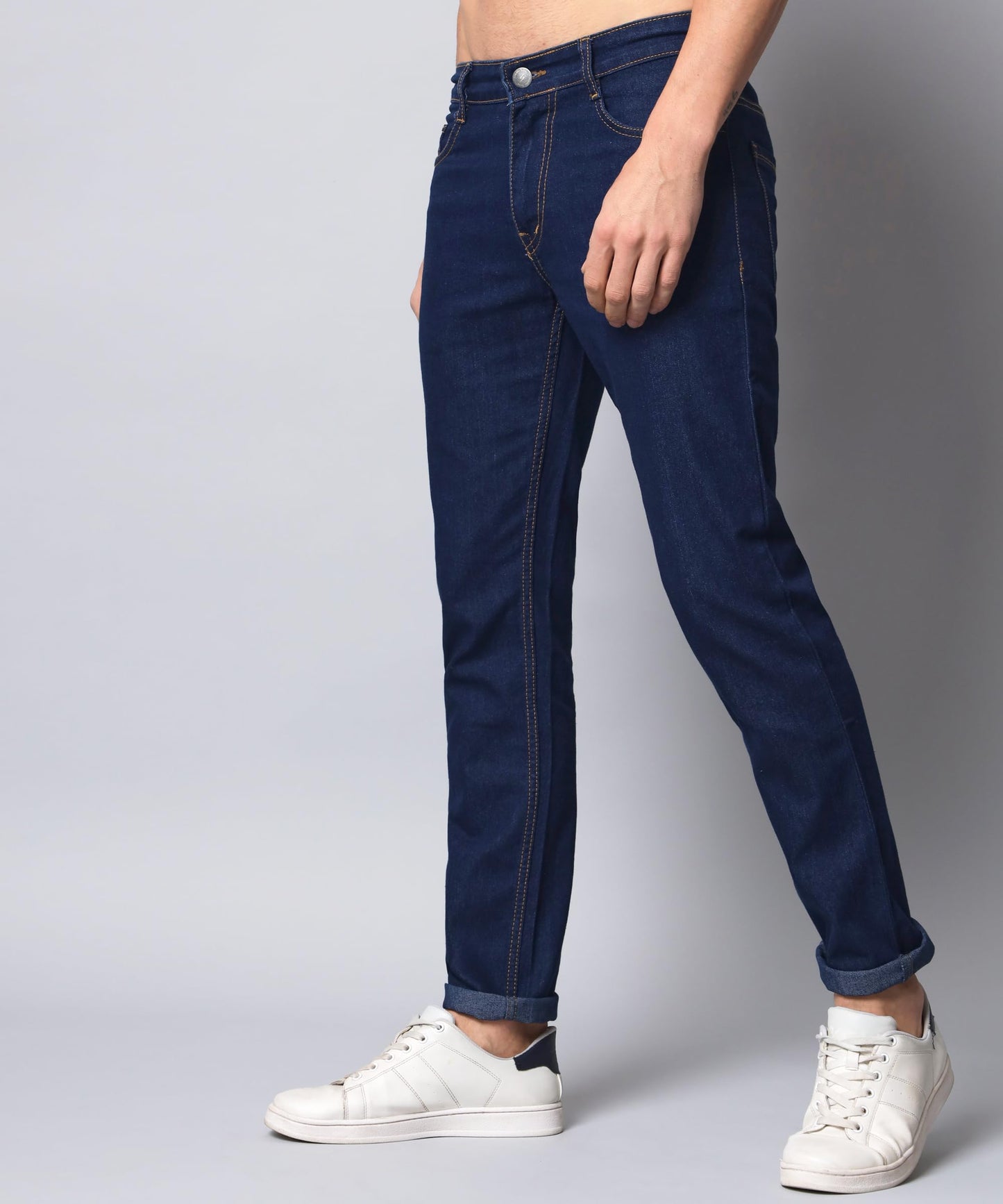 STUDIO NEXX Slim Fit Cotton Lycra Blend Raw Blue Jeans - VISTA1_RAWBLUE_38