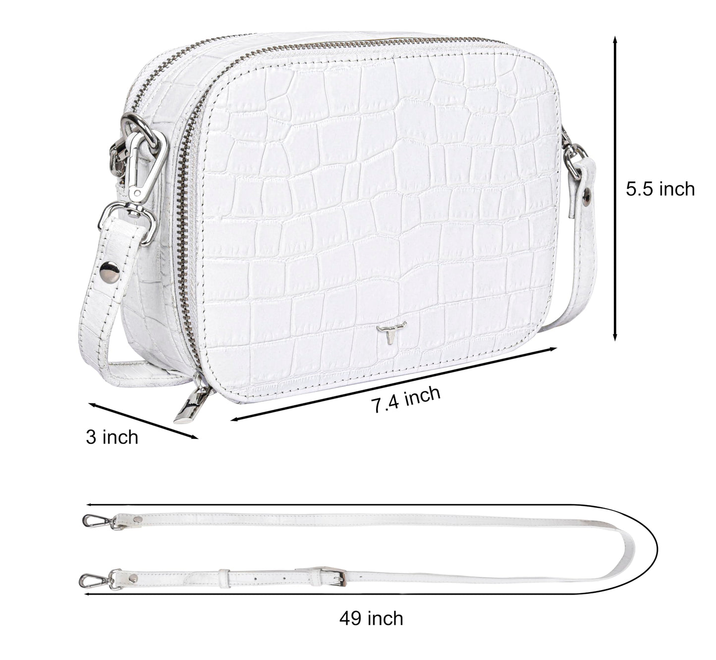 URBAN FOREST Emma Printed White Leather Sling Bag for Women